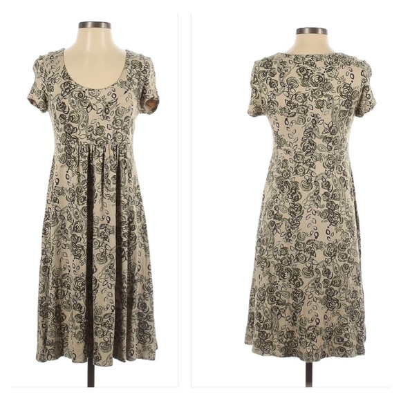 Tan floral dress Apt 9 flowing & flattering side Large - Picture 1 of 15